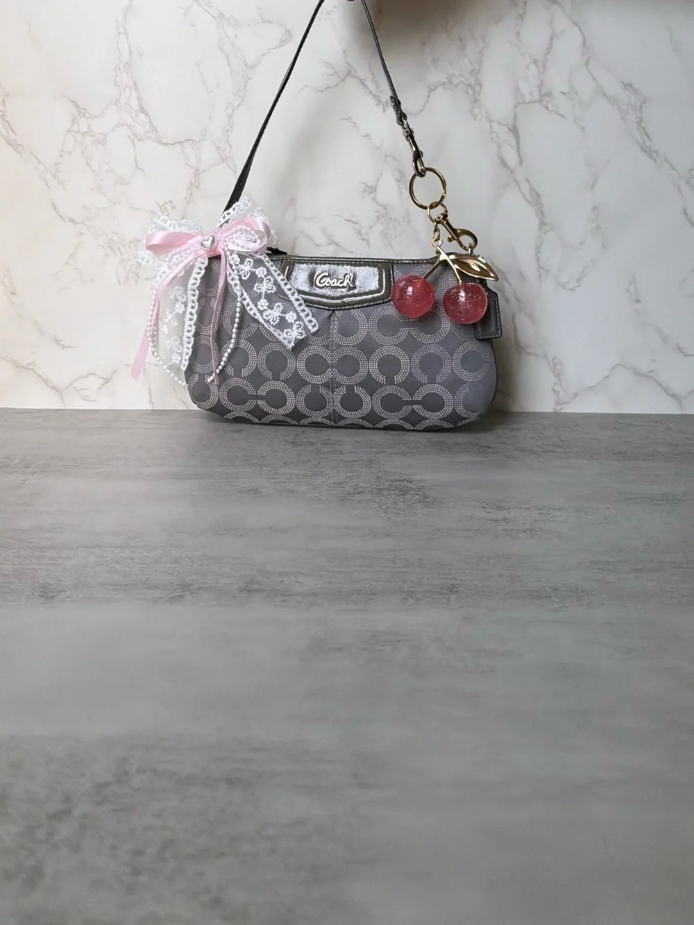 Grey Y2K Coach Mini Madison Shoulder Bag 🩰˚˖𓍢 🦢✧˚.🎀༘⋆